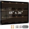 Magnetic Glass Whiteboard, 48x36 Inches Black Glass Calendar Dry Erase Board for Wall, Large Yearly Calendar White Board for Office School Home Classroom Kitchen