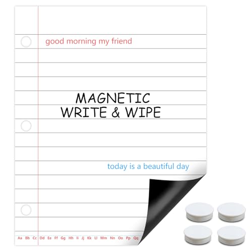 Magnetic Handwriting Paper, 22" x 17.3" Large Dry Erase Lined Chart for Classroom Whiteboards, Giant Magnetic Notebook Page for Kids Writing, Homeschool & Teacher Supplies
