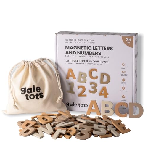 Magnetic Letters and Numbers Set for Kids – 135 PCS Alphabet Magnets for Fridge – Montessori ABC Educational Toy Gift in Neutral Aesthetic Colors by GALE TOTS