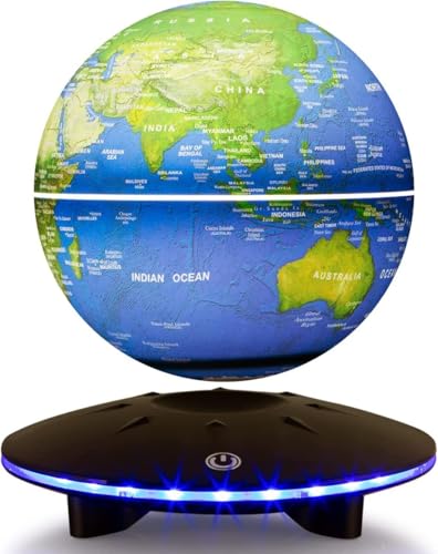 Magnetic Levitation Globe,Levitating Globe Lamp World Map Floating & Spinning in the Air for Office Decor, Christmas Gifts, Home Decor (White Light)