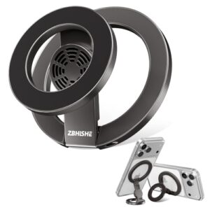 Magnetic Phone Ring Holder for MagSafe - Cell Phone Grip Stand with Aromatherapy Double-Sided Finger Grip Stand Compatible with iPhone 17/16/15/14/13/12 Series and Magnetic Car Mount (Black)
