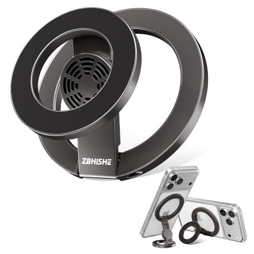 Magnetic Phone Ring Holder for MagSafe - Cell Phone Grip Stand with Aromatherapy Double-Sided Finger Grip Stand Compatible with iPhone 17/16/15/14/13/12 Series and Magnetic Car Mount (Black)
