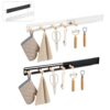 Magnetic Pull-Out Hook Rack, 5-Peg Carbon Steel Fridge Side Organizer，2-PC