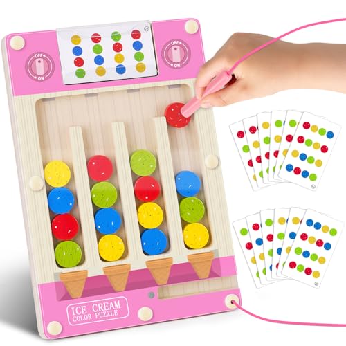 Magnetic Puzzle Toys for 3 4 5 Year Old Girl, Montessori Travel Activities for Kids Age 4-6 Year Old Girl Gifts, Wooden Sensory Toys for 3-4-5-6 Year Old Kids With Autism Learning Toy for 3+ Year Old
