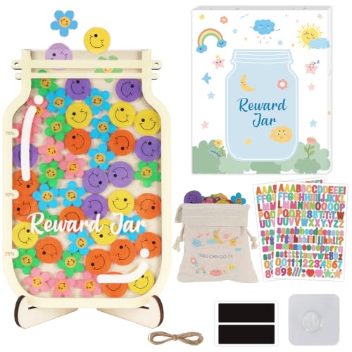 Magnetic Reward Jar for Kids,Smiley Face Behavior Reward Jar, Classroom Reward System for Good Behavior Management Tools,Potty Training,Home Chore Chart,Back to School Supplies