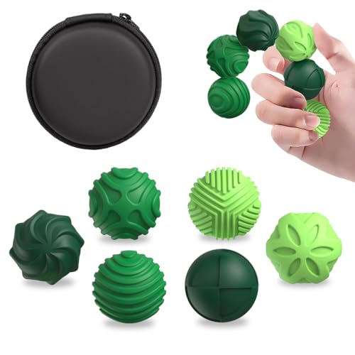 Magnetic Silicone Balls Fidget Toys for Adults Teens,6PCS Stress Relief Sensory Toys for Autism ADHD Anxiety, Calming, Fun Office Desk Textures Toy, Chritmas Birthday Gifts for Women, Men (Green)
