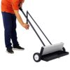 Magnetic Sweeper 24 Inch Rolling Magnet Pick-Up Tool, Heavy Duty Push Floor Magnet with Release for Nails Screws Metal Debris, 100 LBS Capacity for Shop Warehouse Construction, Black