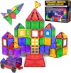 Magnetic Tiles Building Blocks Toy - STEM Educational Magnet Set for Kids, Creativity Preschool Learning Sensory Montessori Toddler Toys for Boys & Girls 3+ Years Old - 57PC