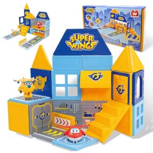 Magnetic Tiles for Kids Ages 3-8, 2-in-1 Travel Magnetic Building Blocks with Jett & Donnie Transforming Toys, STEM Educational Construction Set, Creative Learning Magnet Tiles Toy for Boys Girls