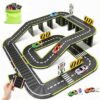 Magnetic Tiles Road Set, 45Pcs Large Double Sided Magnetic Blocks with Pullback Cars & Traffic Signs, STEM Toys for Kids Ages 4-8, Creative Gifts for 3+ Years Old Boys Girls