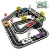 Magnetic Tiles Road Set with Cars, Magnetic Road Building Tiles with 6 Race Cars, Traffic Lights & Road Signs, STEM Construction Toy for Boys Girls Ages 3-5 4-8 5-7, Expansion Magnetic Building
