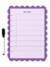 Magnetic Weekly Dry Erase Planner Board with Marker, Purple Scalloped Frame, Reusable Weekly Calendar for Fridge, Office & Home, 8.26 x 12.75 Inches