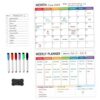 Magnetic Whiteboard for Fridge Simple Whiteboard Calendar Weekly Monthly & Daily Planner Dry Erase Fridge Calendar Board Kit Monday to Sunday with 6 Markers