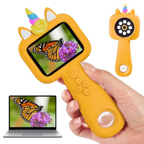 Magnify 2.4" Microscope for Kids, 600X-4800X Handheld Digital Miniscope, Portable Pocket Magnification Microscope Photo & Video | Education Toys for Age 3 4 5 6 7 8 9 10 Girls Boys