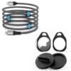 Magtame 5FT Coiled Magnetic USB C to Lightning Cable with 2 Pack for AirTag Holder Key Ring with Precision Silicone Opener Tool