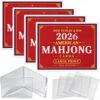 Mah Jong Cards 2026 Set Revised Official Edition American - Large Size - with Protective Sleeves 4Pcs
