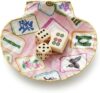 Mahjong Dice Tray, Decorative Mahjong Accessory Dish for Dice, Tiles, Score Markers and Small Items, Shell Shaped Catchall Tray with Colorful Mahjong Tile Design, Gift for Mahjong Players