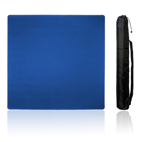 Mahjong Mat, Mahjong Table Mat with Black Carrying Bag,Rubber Anti Slip Game Mat and Noise Reducing Table Cover for Mahjong,Dominoes,Poker,Card,Board Games Table Mat (Blue, 31.5 Inches)