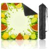Mahjong Mat with Carrying Bag 31.5" x 31.5" Non-Slip Noise Reduction Citrus Watermelon Splash Border Fresh Green Summer Fruit Design Table Mat for Mahjong Poker Dominoes Card Board Tile Games