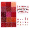 MAIBAOTA Red Beads for Jewelry Making 4/3/2mm Red Glass Bugle Seed Beads Kit 15 Color Theme Kit Small Tiny Tube Long Bead for Bracelets Necklace Earring Craft DIY