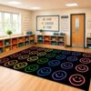 MAISONRINA Large Classroom Rugs Elementary 7'7''x13',Smiley Face Rug for Preschool Kindergarten & Daycare,Black Classroom Rug for Kids Room,Seating Rugs for Playroom & Nursery - Seats 28