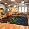 MAISONRINA Large Classroom Rugs Elementary with Colorful Circle 13'x7'7'', Classroom Rug for Preschool Nursery Daycare, Educational Kids Carpet for Kindergarten, Seats 24