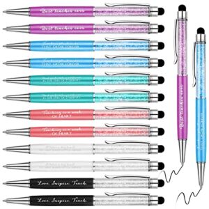 Maitys 24 Pcs Teacher Pens Bulk Teacher Appreciation Week Gifts Glitter 0.5 mm Ballpoint Pens Thank You Gifts Inspirational Gift Pen for School Coworker Staff Office Writing Stationery Supplies