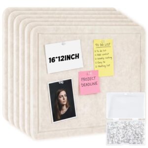 Maitys 6 Pack Felt Bulletin Board, 16x12 Inch Decorative Felt Pin Board with Self Adhesive and 60 Push pins, Foldable Fabric Cork Boards for Wall Decor, Office, Classroom, Dorm Room Organization