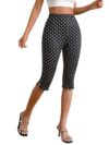 MakeMeChic Women's Capri Pants High Waisted Elastic Leggings Casual Yoga Going Out Dressy Capri Pants Black C XX-Small