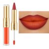 MAKI YIKA Burgundy Lip Liner Orange Matte Liquid Lipstick Combo for Women 2in1 Long Lasting Lipsticks for Ombre Lips Waterproof Lipliner Lip Stick,LGA01