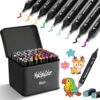 MakSplyColor 80Pcs Alcohol Markers for Adults Comics, 80 Color Dual Tip Permanent Sketch Markers with Carrying Case Perfect for Arts, Books Drawing Coloring Sketching and Illustration