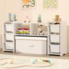 MallBest Montessori Shelf for Kids - 100% Solid Pine Wood with 6 Removable Plastic Bins, Toy Storage Organizer for Playroom, Bedroom & Nursery (White)