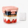 Mamalovey Snack Container with Reusable Ice Pack, Airtight Snack Box for Fruit, Yogurt, Cheese & Meal Prep, Leakproof Food Storage Container for Lunch, Travel & Picnic（200ml Pink）