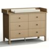 MAMAZING Keeva 6-Drawer Baby Dresser with Changing Pad, Safety Anti-Tip Structure & Adjustable Feet, Wood Dressers with Wipeable Surface, Walnut Bedroom, Kids & Nursery Storage Dresser