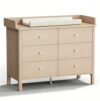MAMAZING Keeva 6-Drawer Baby Dresser with Changing Pad, Safety Anti-Tip Structure & Adjustable Feet, Wood Dressers with Wipeable Surface, Washed Natural Bedroom, Kids & Nursery Storage Dresser