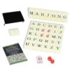 MAMONAKU Alphabet Mahjong Tile Set – English Word Mahjong Game Set for Adults & Teens – 108 Mahjong Tiles, Dice, Dealer Tile, Rulebook & Bag