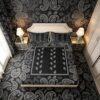 Manfei Black Bandana Fitted Sheet Full Size,Bohemian Paisley Bandanas Bedding Set 3pcs,Boho Chic Floral Bed Sheets with 2 Pillowcases,Kids Boys Girls Room Decor,Soft Bedding(No Flat)