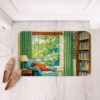 Manfei Reading Nook Bathroom Rug Armchair Books Non Slip Bath Mats Kids Teens Adults Cartoon Anime Washable Carpet for Bathroom Absorbent Bath Mats,16"x24" Green Blue