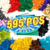 MANNIDOO 595 Pieces Building Bricks, Building Bulk Block with 4 Packs 5" x 5" Stackable Plates and 46PCS Wheel Accessory - Compatible with All Major Bricks, Gfits for Kids - 18 Shape/16 Color