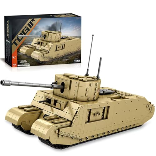 Mantfuty Manfuty TOG2 Tank Building Set WW2 Military British Armed Tanks Building Block Kit World War II Historical Army Vehicle Tank Model Collectible Military Toy Gift for Teens and Adults(1427pcs)