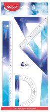 Maped - Arctic Vibes 4-Piece Tracing Kit - 30 cm Ruler + 180° Protractor Base 12 cm + 45° Square / 21 cm + 60°/21 cm Square