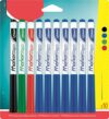Maped - Box of 10 Marker'Peps Dry Erasable Felt-Tip Pens - Medium Tip Pens 1.5mm - Colours: Blue x7, Black x1, Red x1 and Green x1