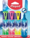 Maped - Pack of 4 Arctic Vibes Highlighters - Chisel Tip - Green, Pink, Yellow, Glitter Blue - Copy Resistant