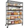 Mapleyard 79''H Wire Shelving 1500lbs 6 Tier Storage Shelves with Wheels NSF Certified Heavy Duty Steel Metal Shelf Adjustable Rolling Rack Kitchen Garage Closet Pantry Laundry 36" Wx16 Dx79 H