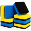 MAQIHAN Mini Dry Erase Erasers - 8Pack Magnetic Whiteboard Eraser for White Board, Chalkboard, Refrigerator, 2x2 Reusable Dry Erase Cleanser for Classroom,Office,Home, Blue & Yellow Teacher Supplies