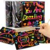 MAQIHAN Rainbow Scratch Paper Art Rainbow Scratch Notes Scratch Art Party Favors Scratch Art Paper Mini Note Scratch Off Paper for Birthday Christmas Classroom Party Favor Games Valentines Day Gift