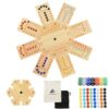 Marble Board Game for 2-8 Players, Portable Wooden Marble Game with 48 Marbles 16 Dice for Kids Adults Friends Family Party Game Night Gift