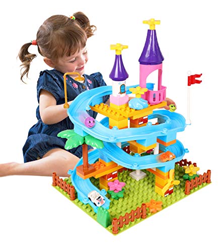 Marble Run Toy Building Sets, 86Pcs Castle Building Blocks for Age 3+, Marbles Track Building Toys, Large Building Bricks Race Track STEM Educational Toys for Toddler Boy Girl Birthday Toys Gifts