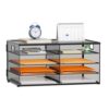 Marbrasse 5 Tier Desktop Literature Organizer, Mesh Paper Organizer Desk Organizers, File Sorter Mail Center Paper Storage Cabinet Classroom Keepers Mailbox for Office Home School, Black