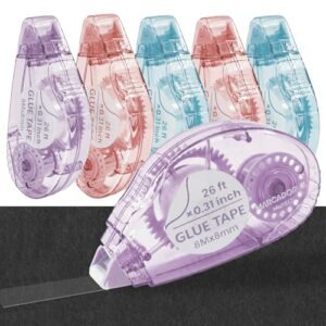 MARCADORUS Glue Tape Roller, 6 Pack Double Sided Tape Roller for Crafts, 26ft x 0.31in Acid-Free Scrapbook Tape Runner, Glue Runner for Scrapbooking Supplies, Journaling, Card Making & Gift Wrapping.